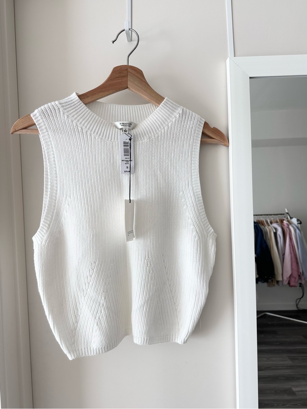 Aritzia Babaton White Knit Sweater Tank